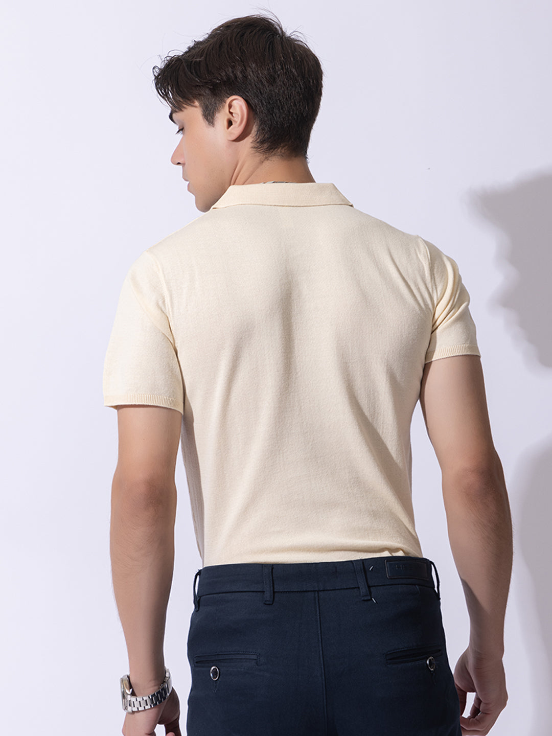 Paris Textured Knit Polo I 611 Ivory White