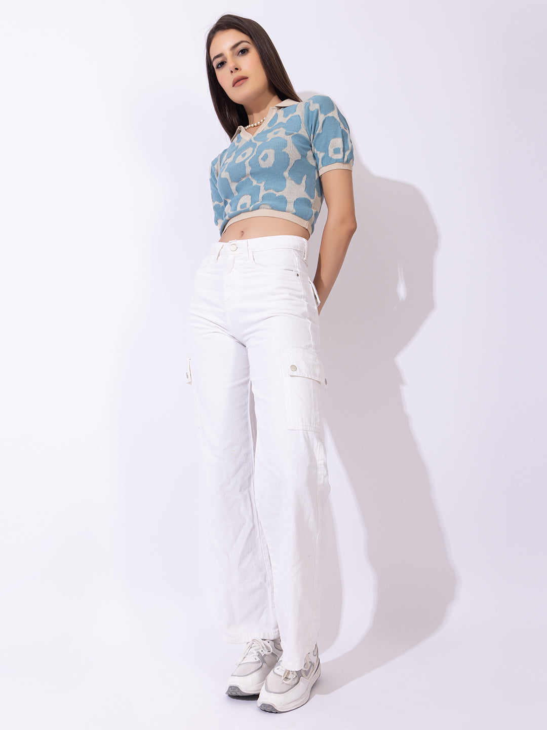 811 Floral Knit Party Top I Sky