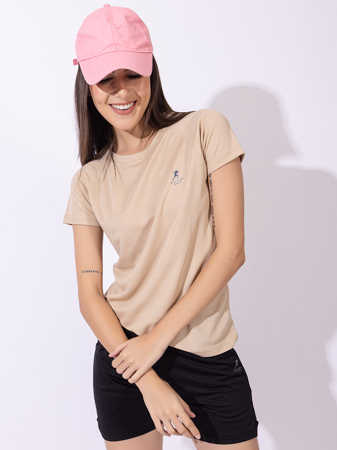 130 Solid Dri-Fit Sports T-shirt I Camel Beige
