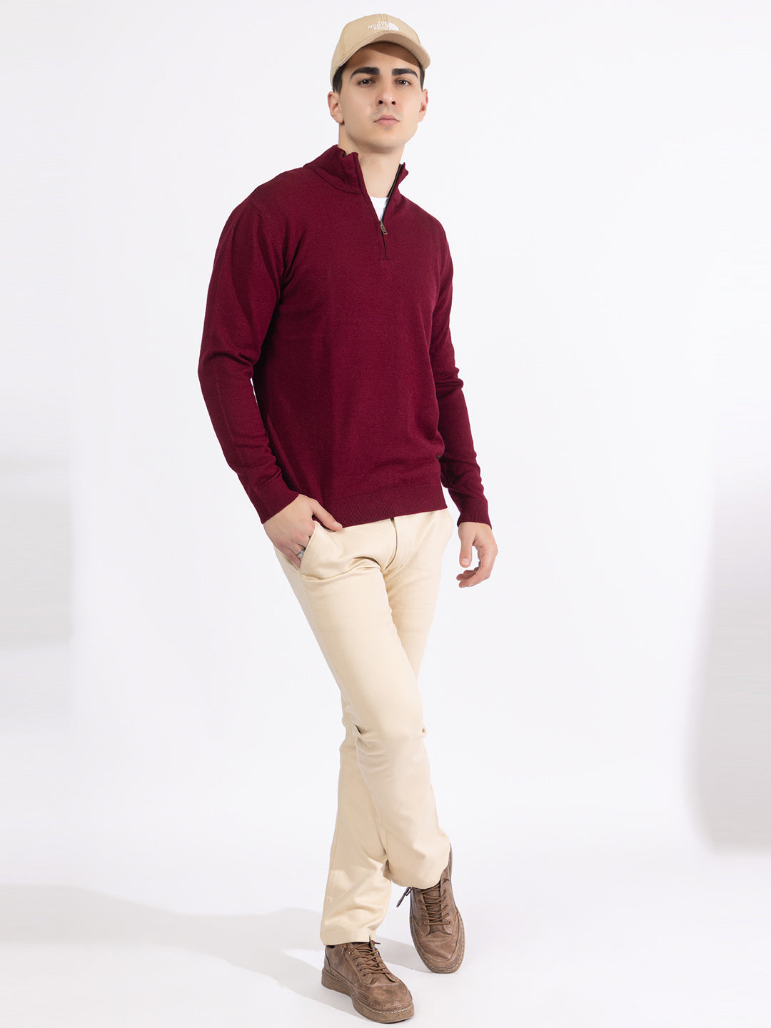 223 Half Zip Pullover I Wool I Woolmark Certified I Wine Colour