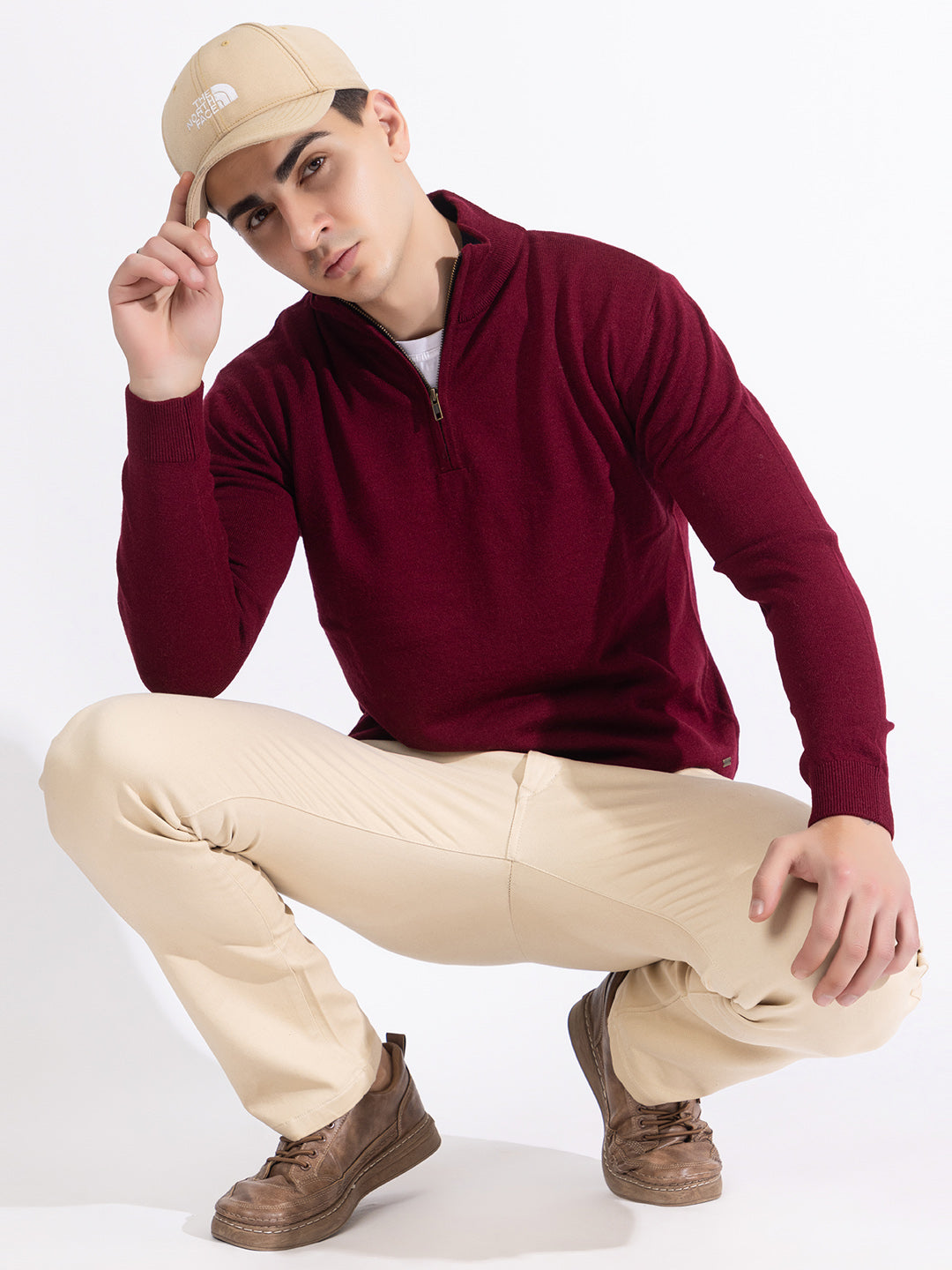 223 Half Zip Pullover I Wool I Woolmark Certified I Wine Colour