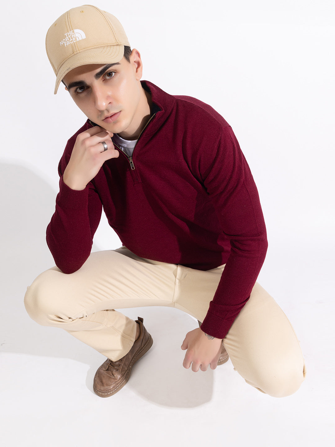 223 Half Zip Pullover I Wool I Woolmark Certified I Wine Colour