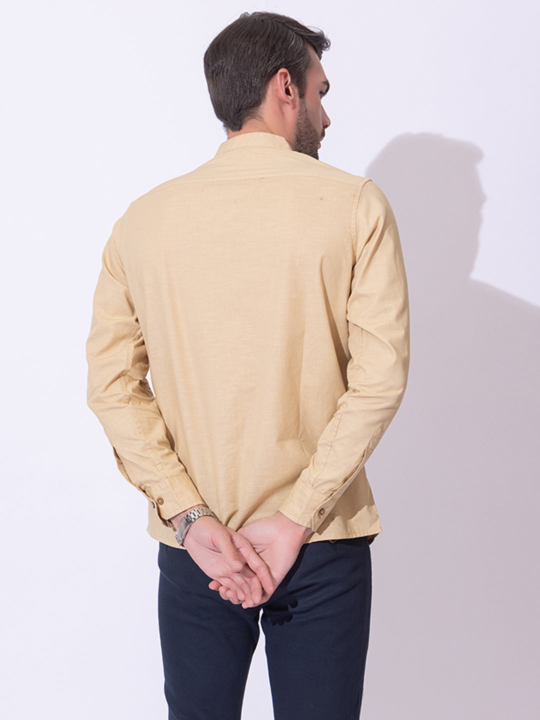 502 Men's Linen Smart Formal Shirt I Full Sleeves I Beige