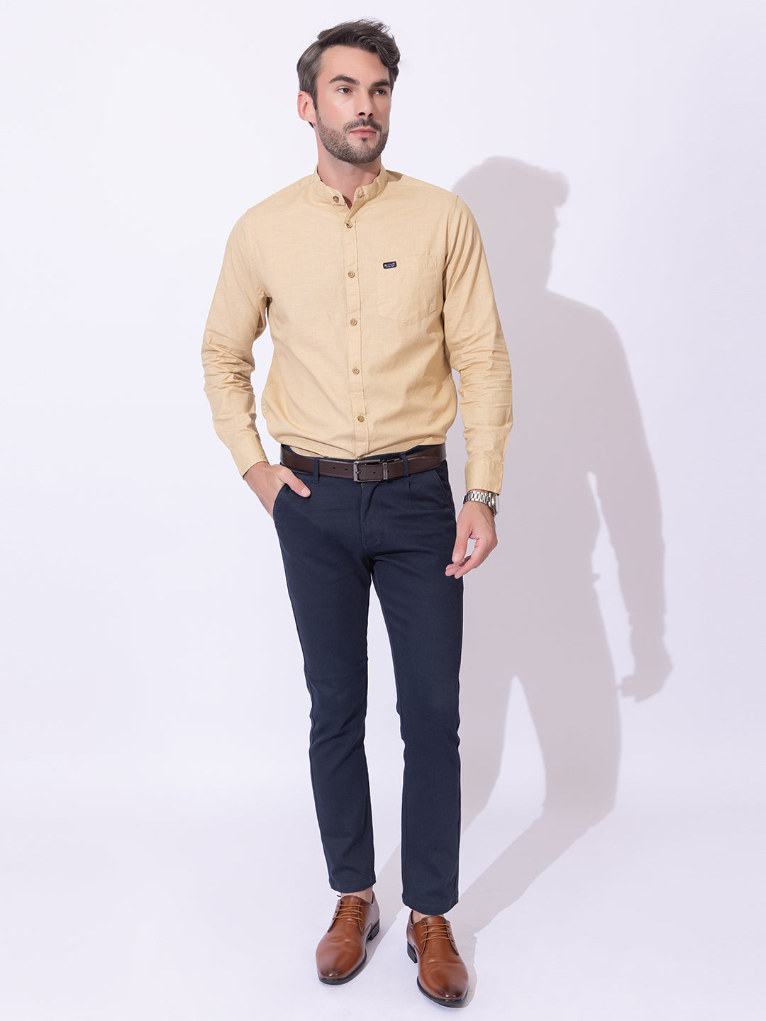 502 Men's Linen Smart Formal Shirt I Full Sleeves I Beige