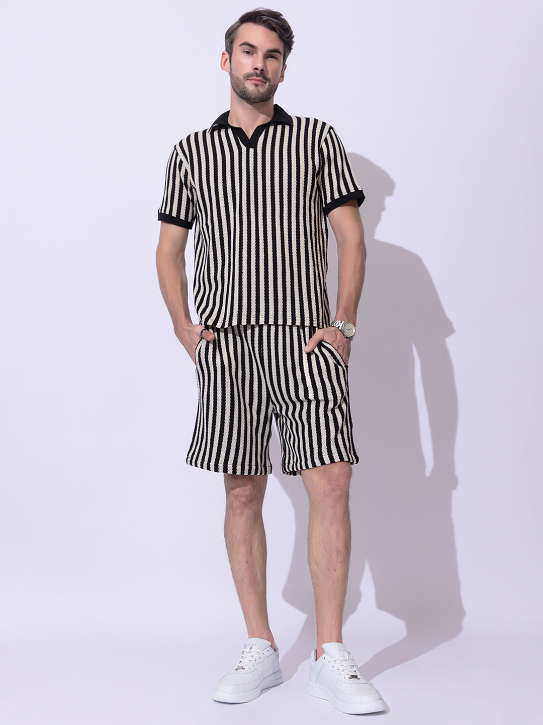 507 Crochet Resort Co-Ord Set I Top + Bottom I Black Stripes