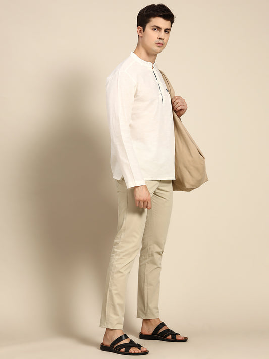 501 Men's Linen Smart Kurta Shirt I Full Sleeves I Off White