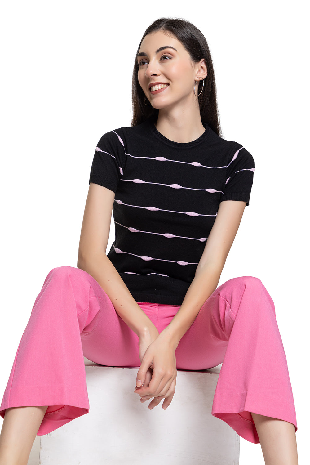 801 Bubble Knit Top I Black