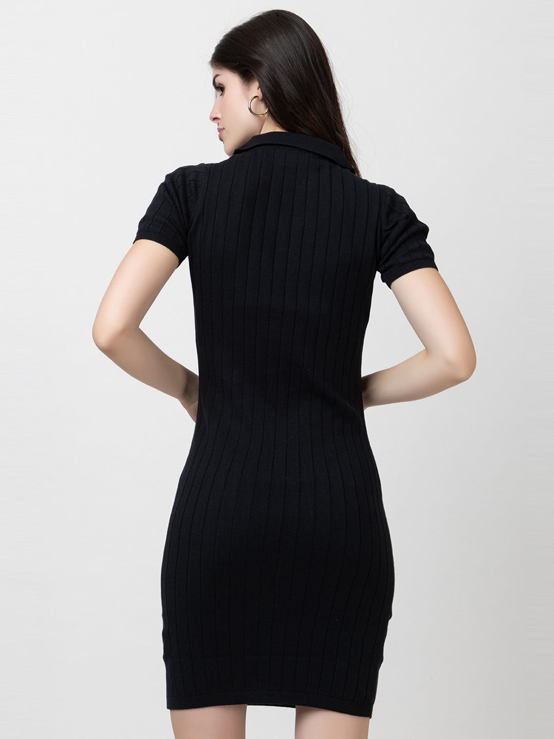 412 Rib Knit Dress I Pure Cotton I Black