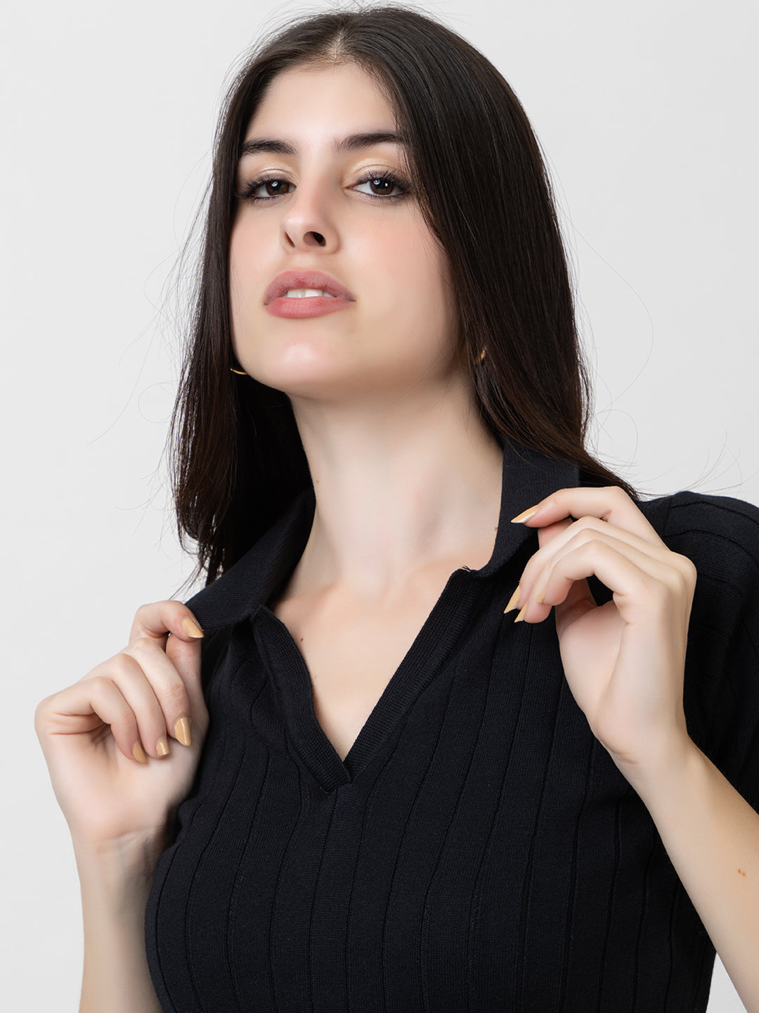 412 Rib Knit Dress I Pure Cotton I Black