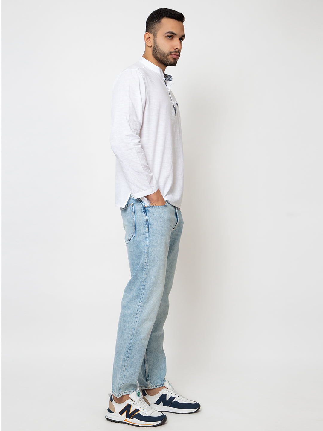 501 Men's Linen Smart Kurta Shirt I Full Sleeves I White