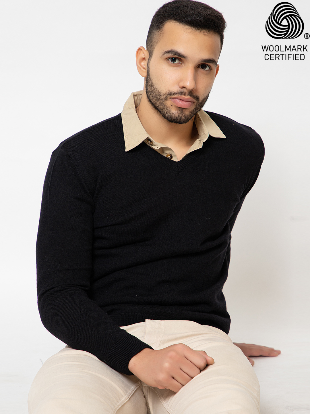 215 Solid Pullover I Wool I Woolmark Certified I Black