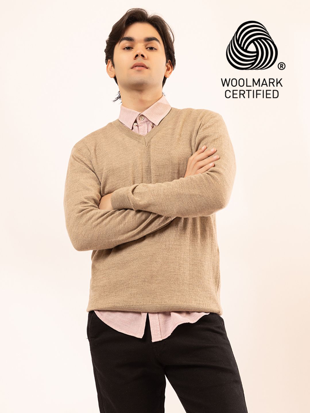 215 Solid Pullover I Wool I Woolmark Certified I Nutty Camel