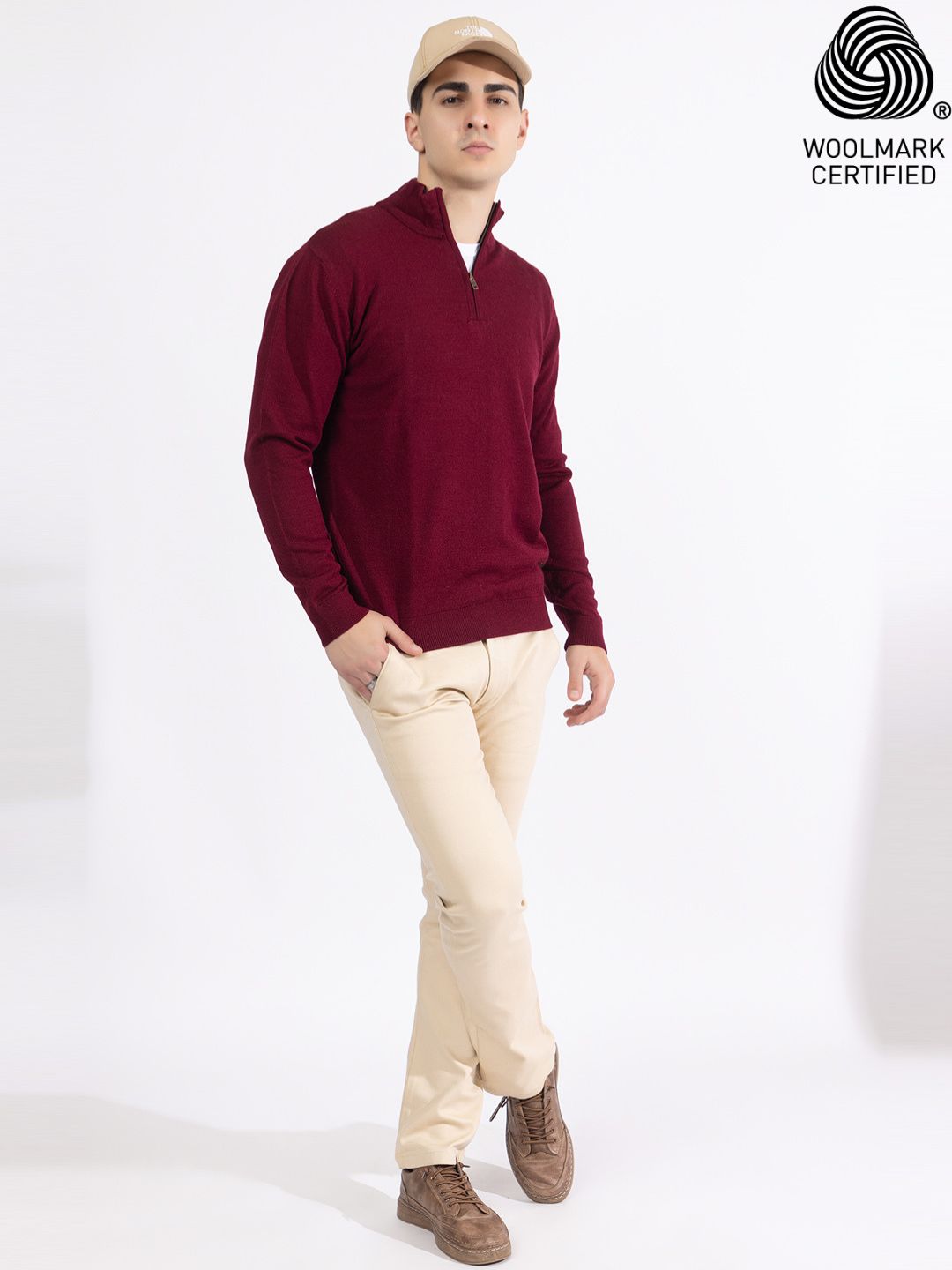 223 Half Zip Pullover I Wool I Woolmark Certified I Wine Colour
