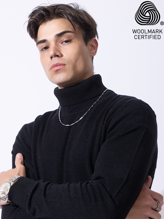 230 Turtle Neck Pullover I  Woolmark Certified I Black