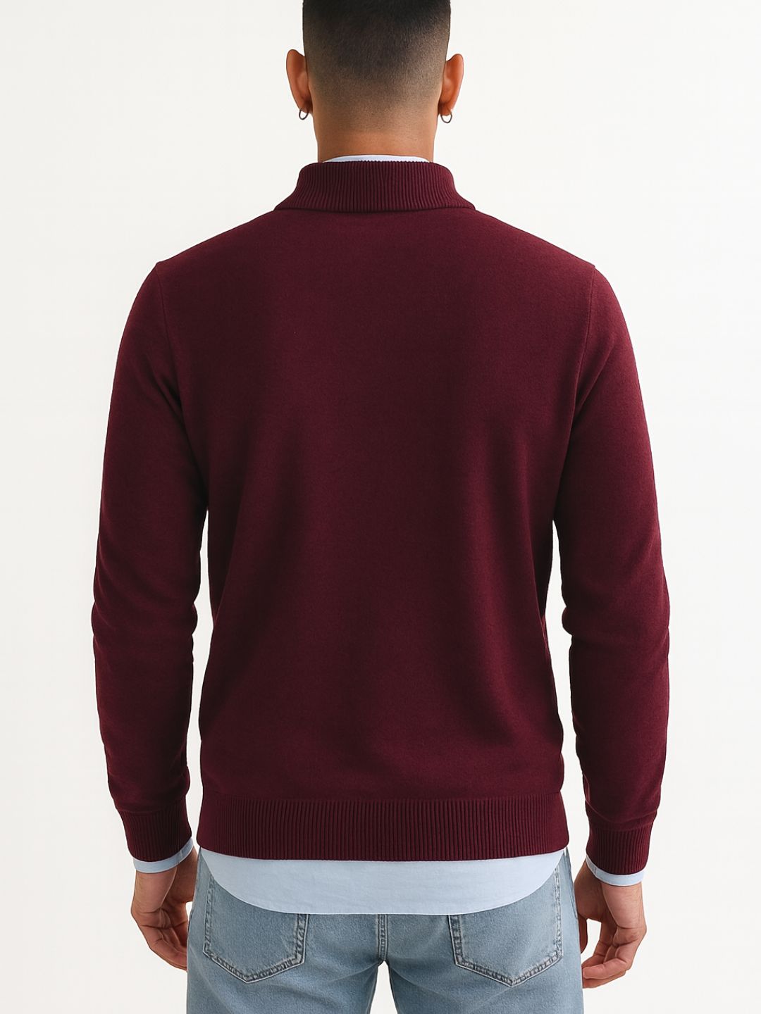 249 Half Zip Fuzzy Pullover I Woolmark Certified I Maroon