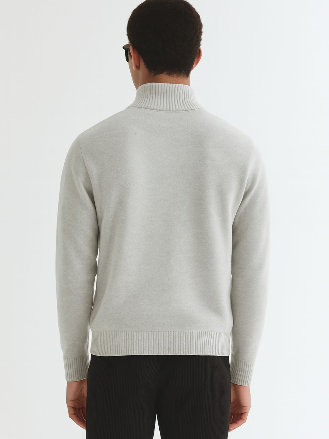 251 Half Zip Fuzzy Pullover I Woolmark Certified I Grey Melange