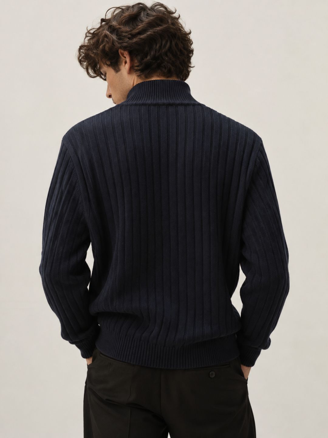 252 Half Zip Chunky Cable Pullover I French Navy