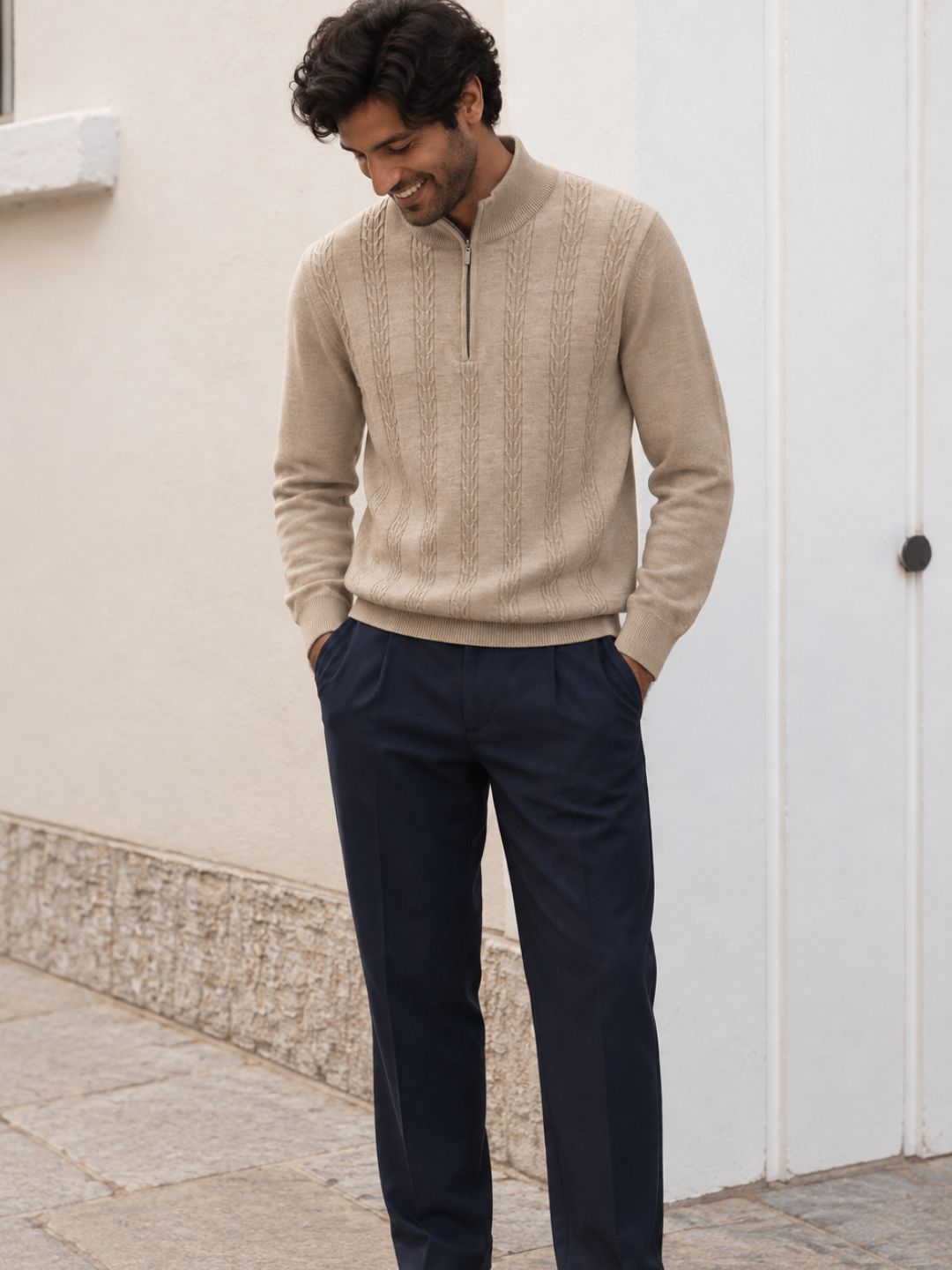 261 Half Zip Pullover I 100% Pure Wool I Woolmark Certified I Champagne (Limited Edition)