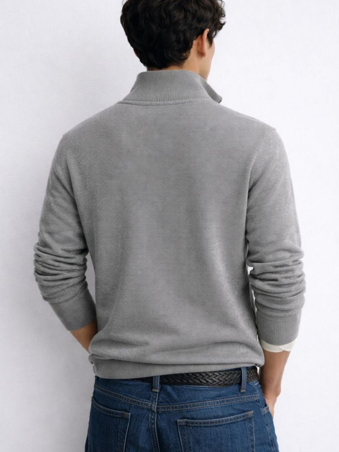 299 Half Zip Fuzzy Pullover I Woolmark Certified I Grey Melange