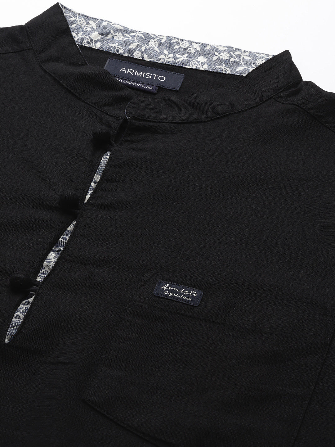 501 Men's Linen Smart Kurta Shirt I Black
