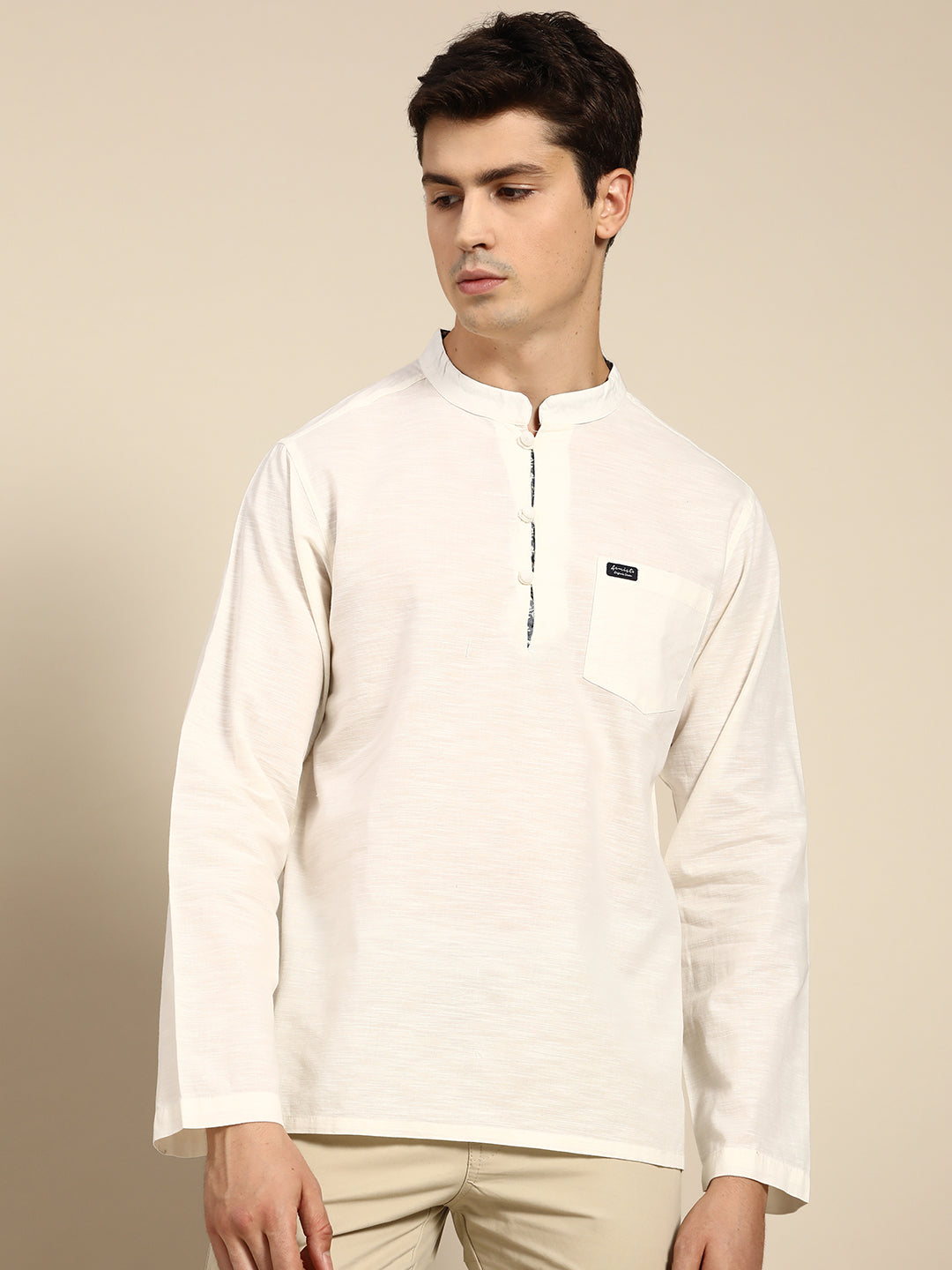 501 Men's Linen Smart Kurta Shirt I Full Sleeves I Off White