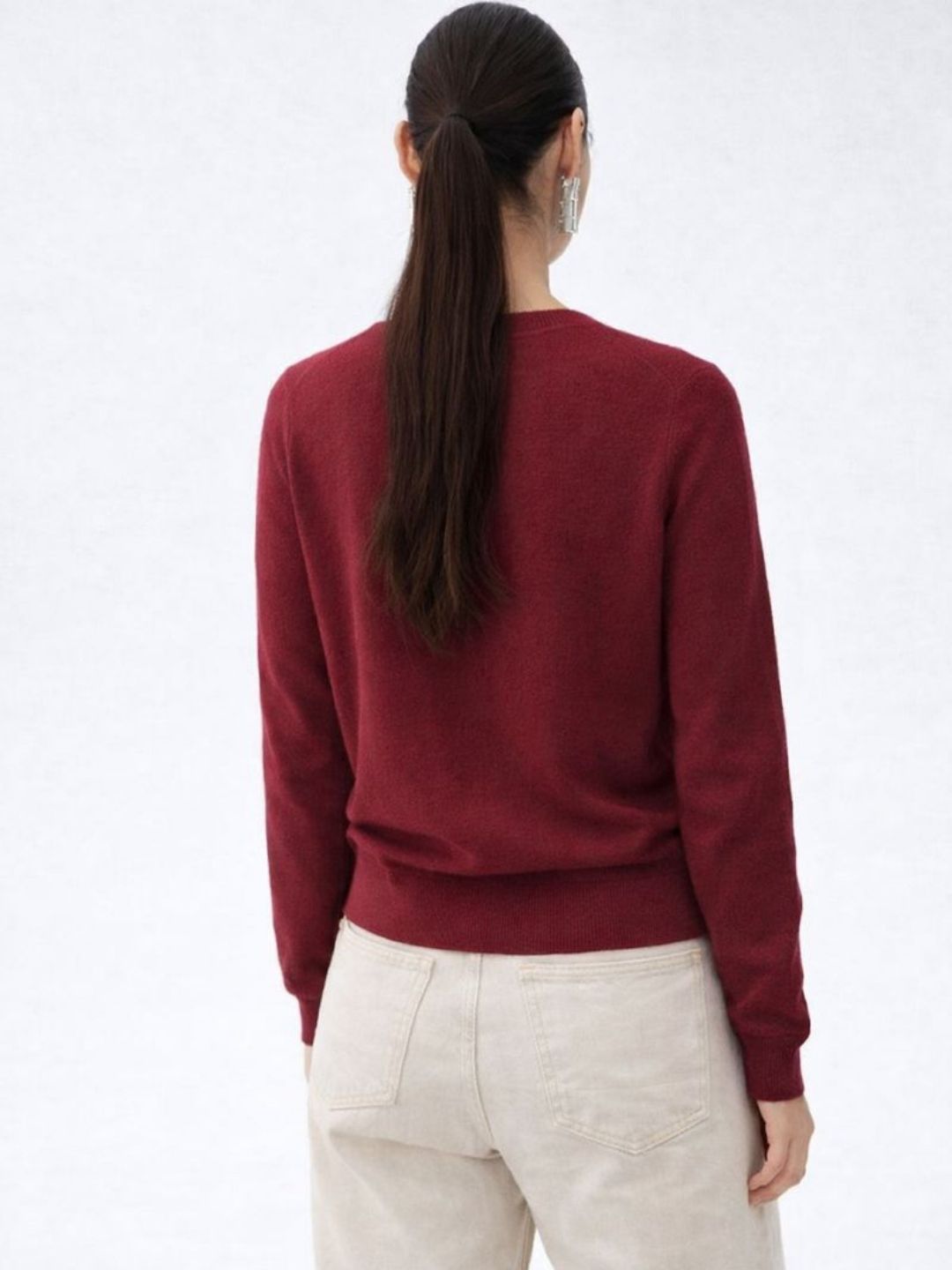 325 Wool Cable Knit Cardigan I Maroon (Woolmark Certified)