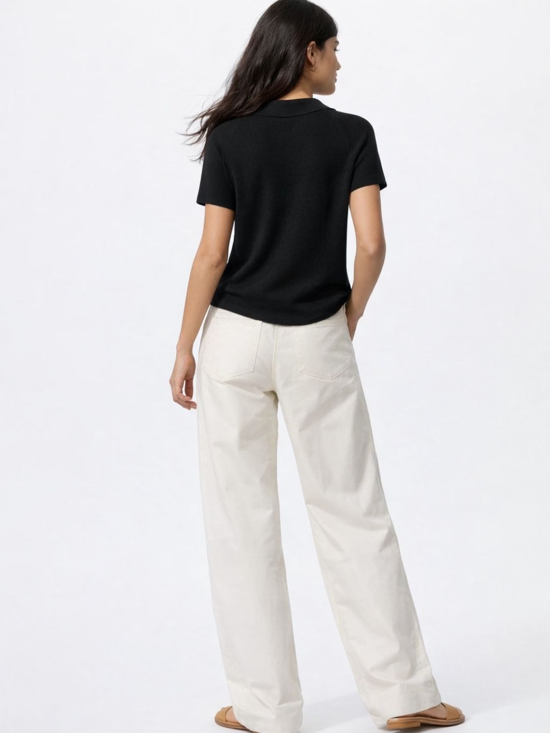 813 Flat Tuck Knit Top I Black