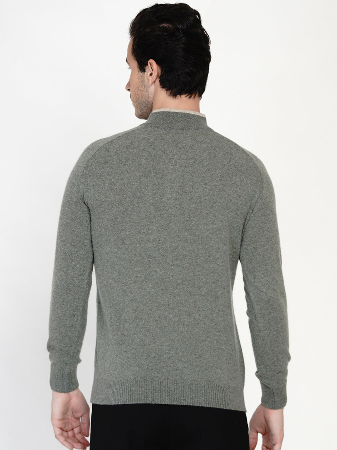 226 Half Zip Pullover I Woolmark Certified I Olive Melange