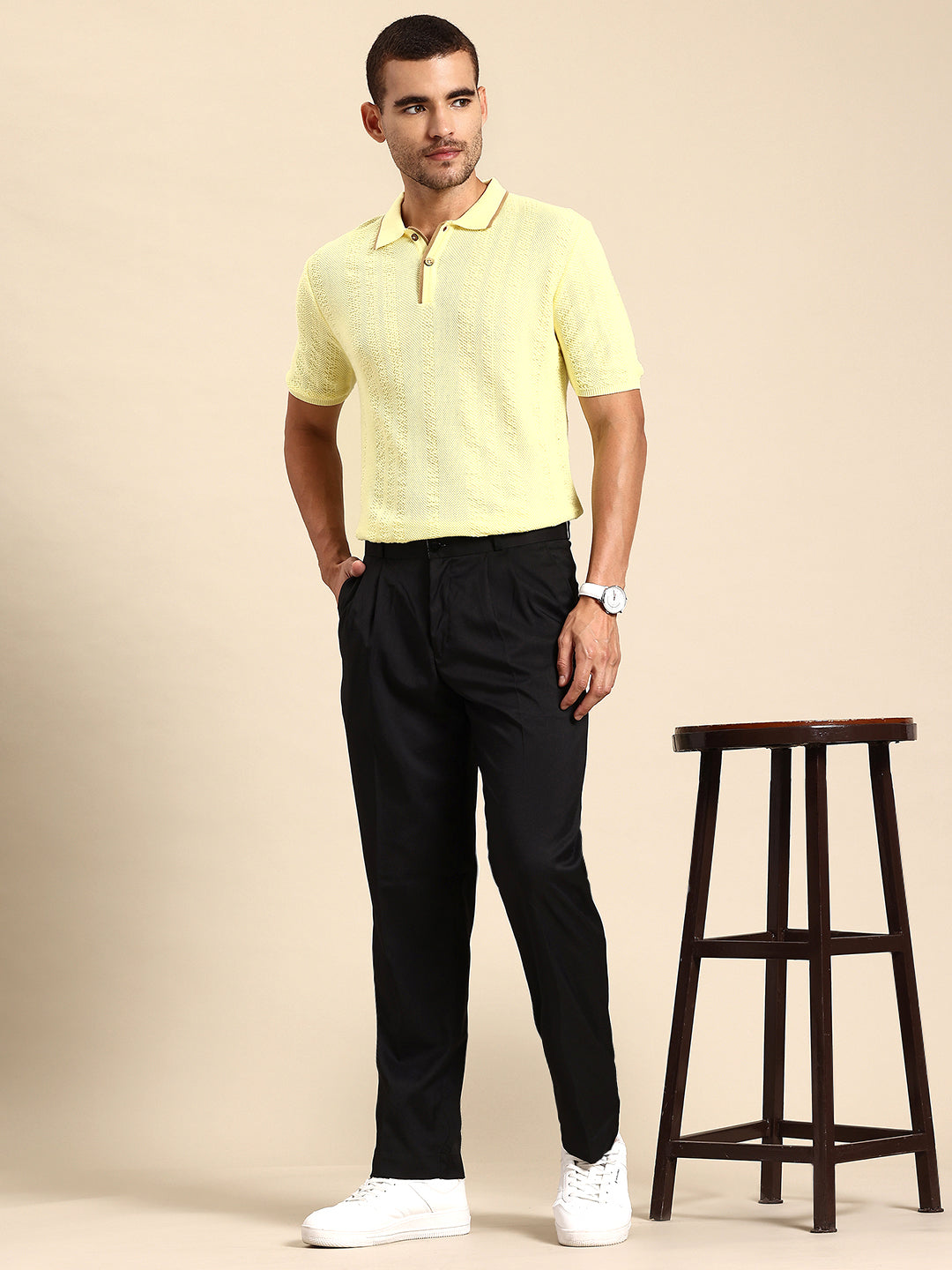 622 Textured Knit Polo I Limoncello