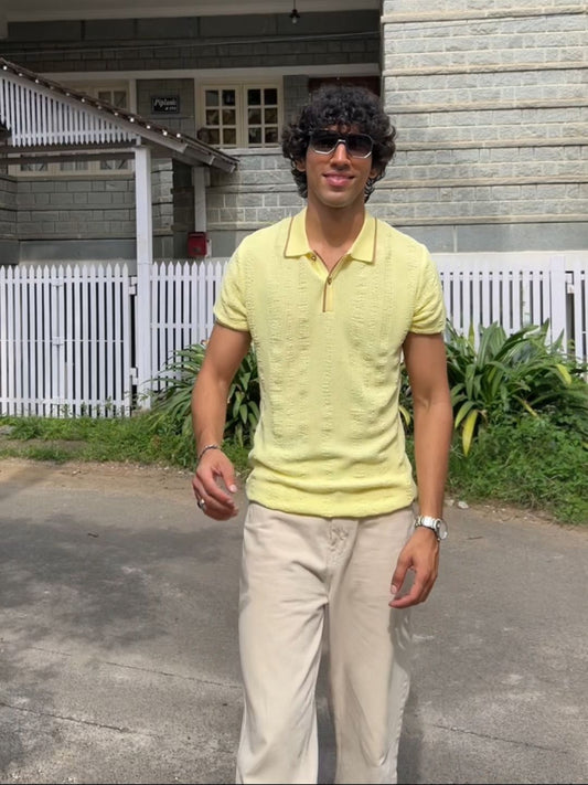 622 Textured Knit Polo I Limoncello