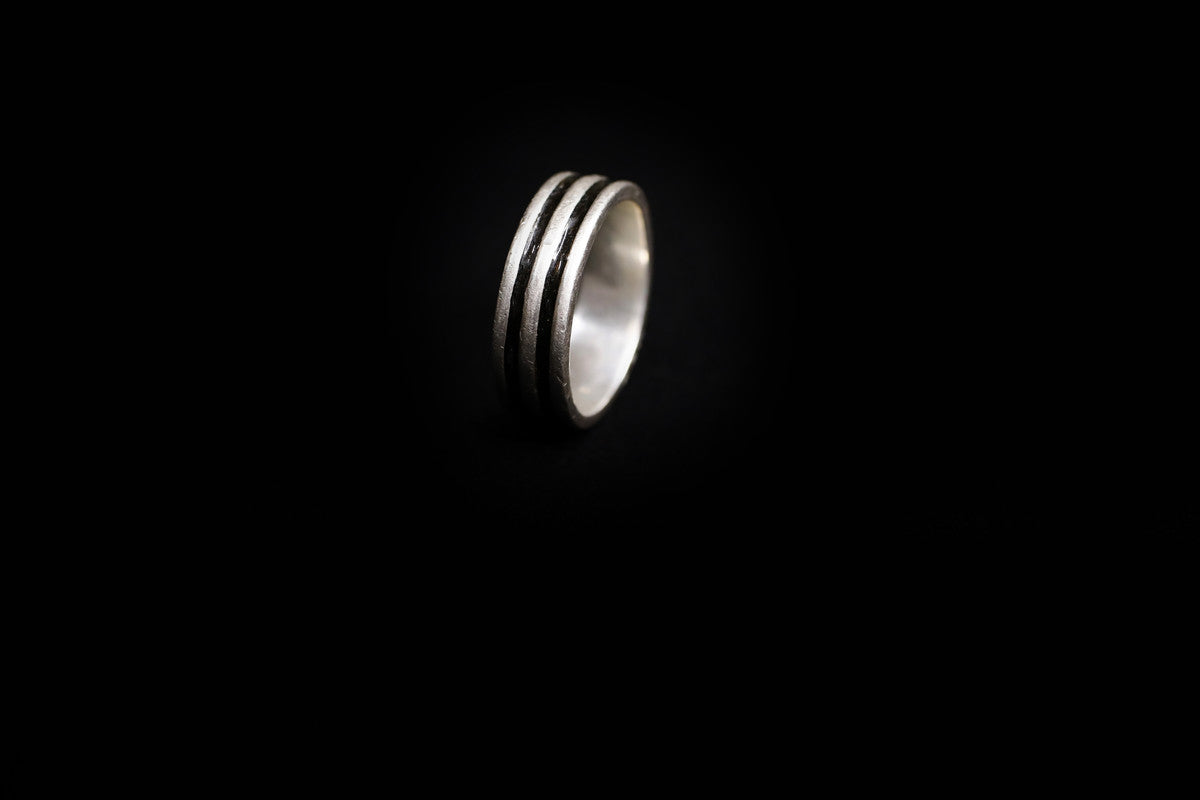 101 Chunky Double Stripe Silver Ring