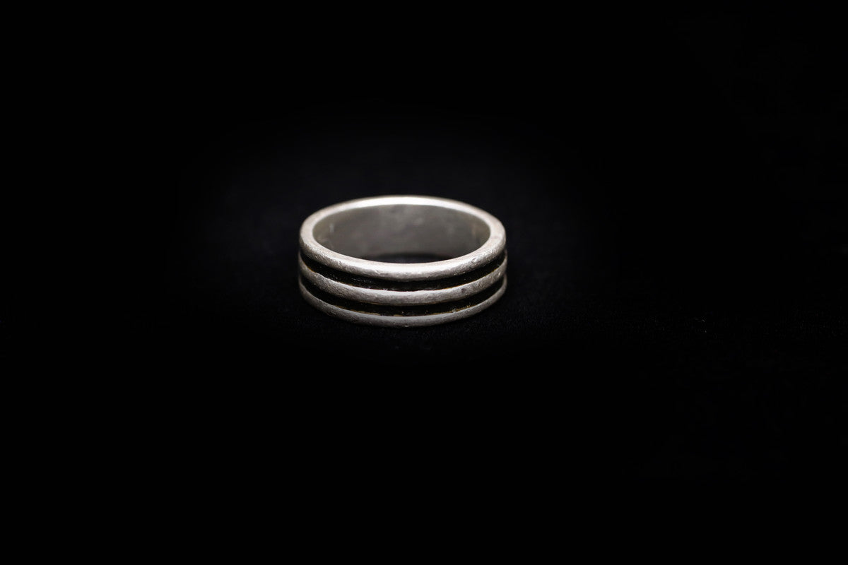 101 Chunky Double Stripe Silver Ring