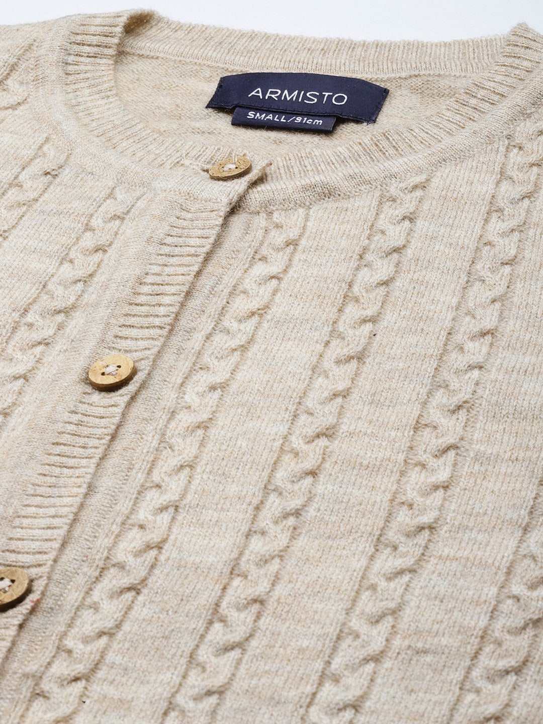 318 Wool Cable Knit Cardigan I Oatmeal (Woolmark Certified)