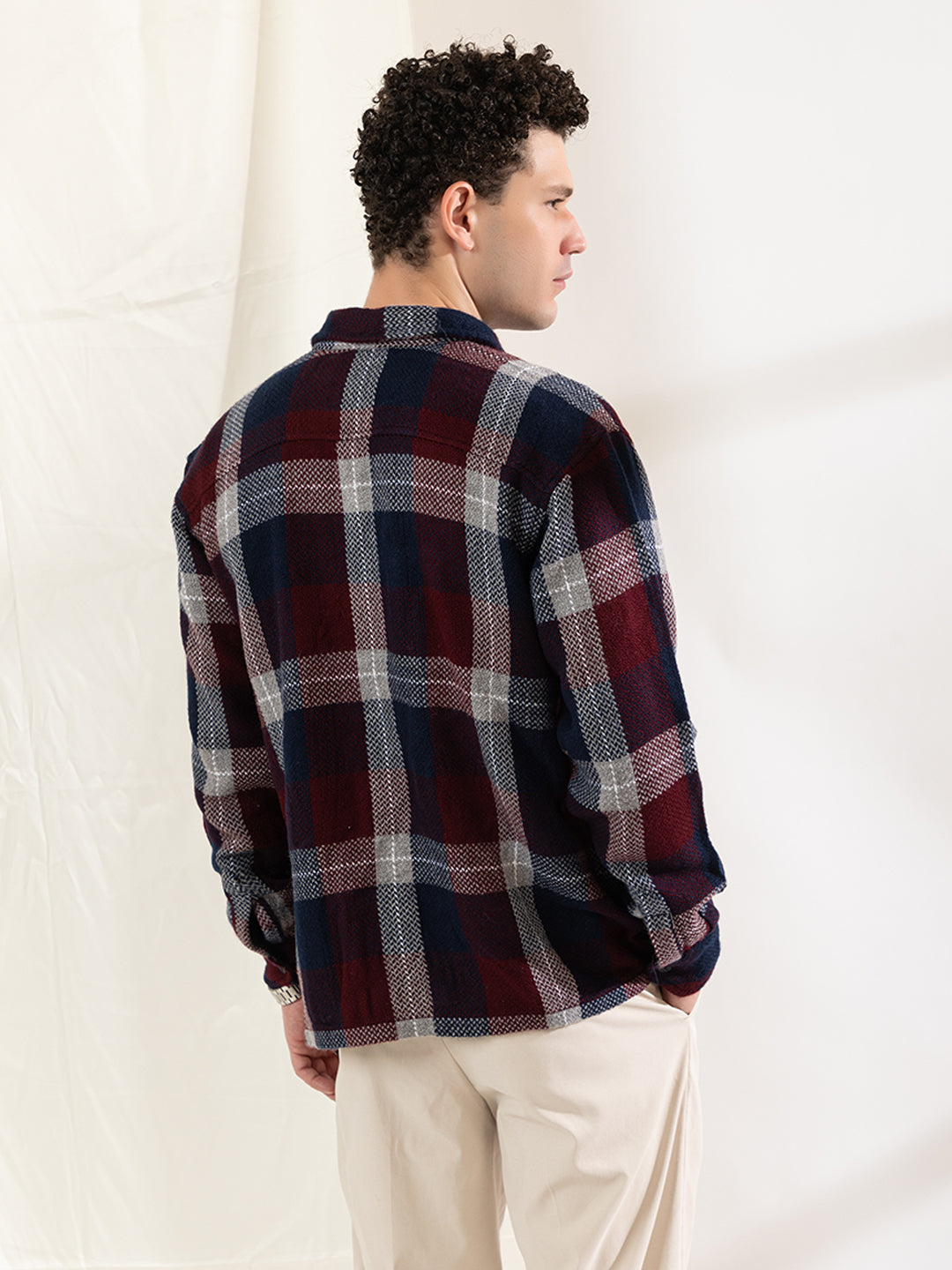 513 Men's Plaid Shacket Shirt I Wine