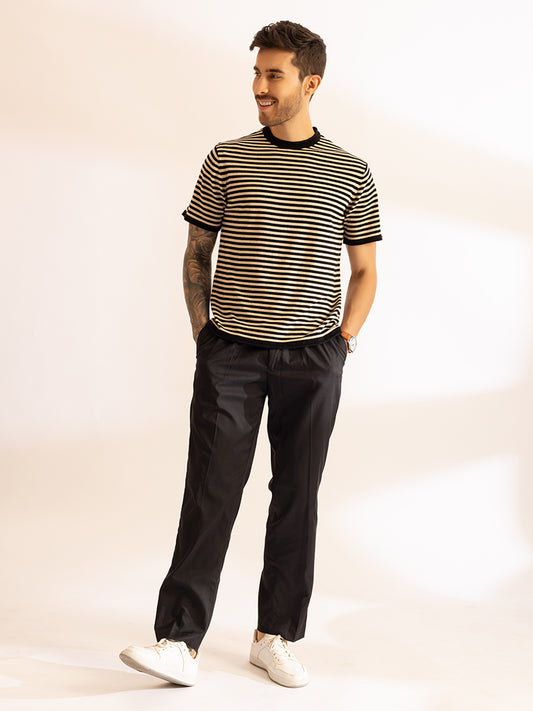 Korean Rolling Neck Knit T-shirt I OatBlack