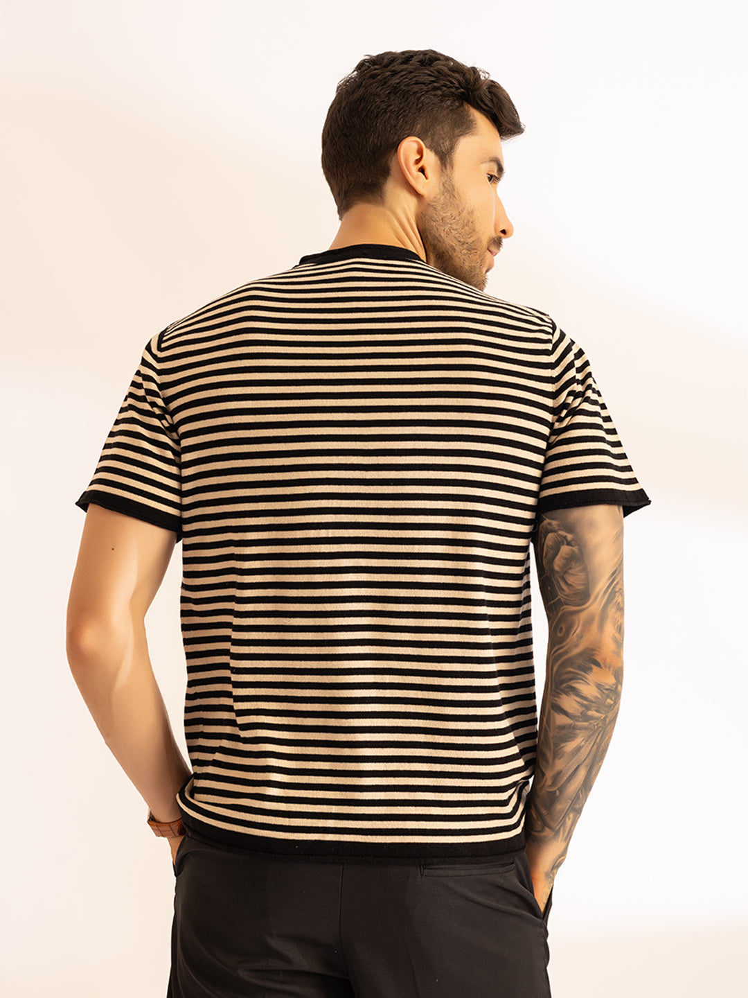 Korean Rolling Neck Knit T-shirt I OatBlack