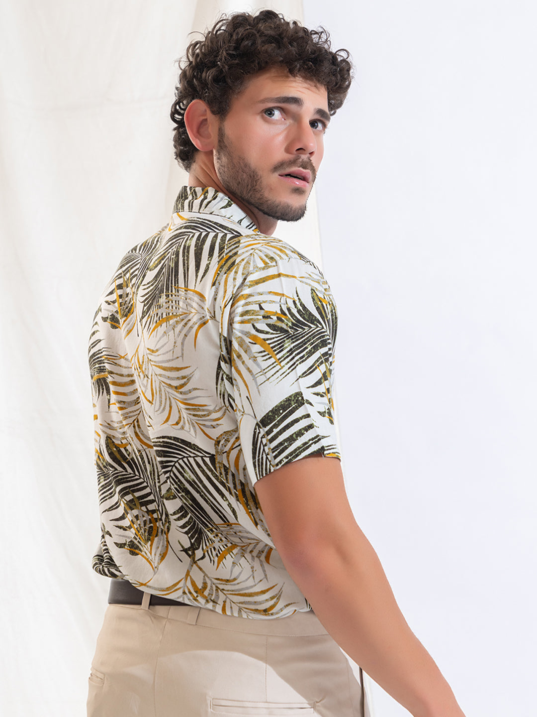 516 Men's Hawaain Resort Shirt I White