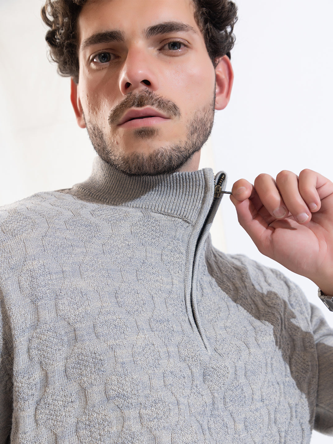 251 Half Zip Fuzzy Pullover I Woolmark Certified I Grey Melange