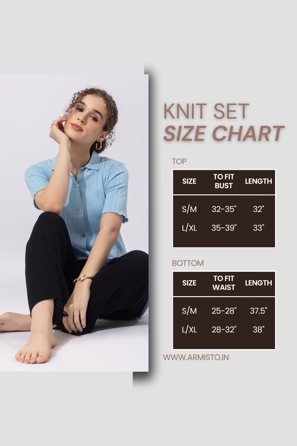 808 Modest Knit Co-Ord Set I Sky I Top + Bottom