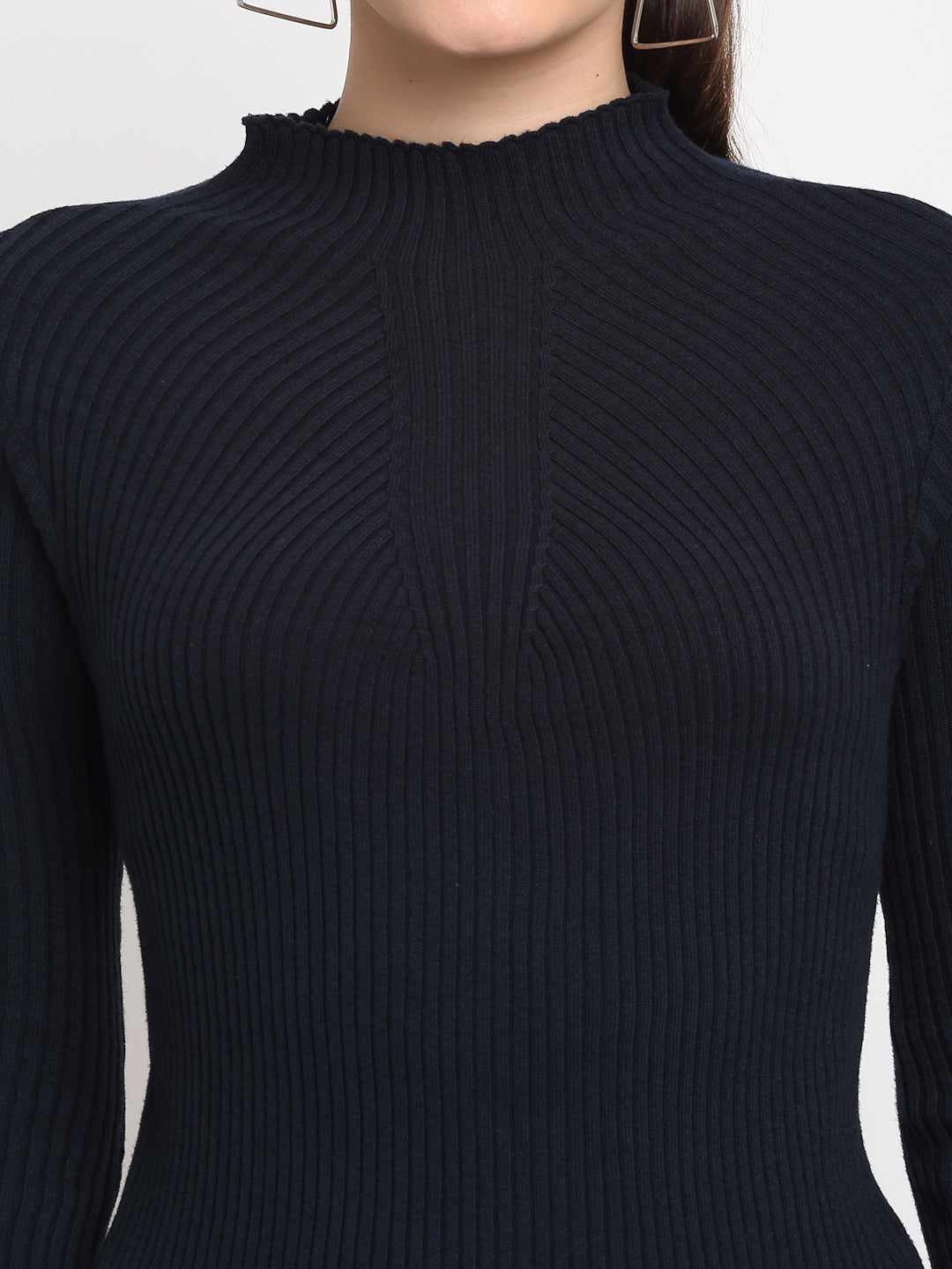 309 Ribbed High Neck Pullover I Black