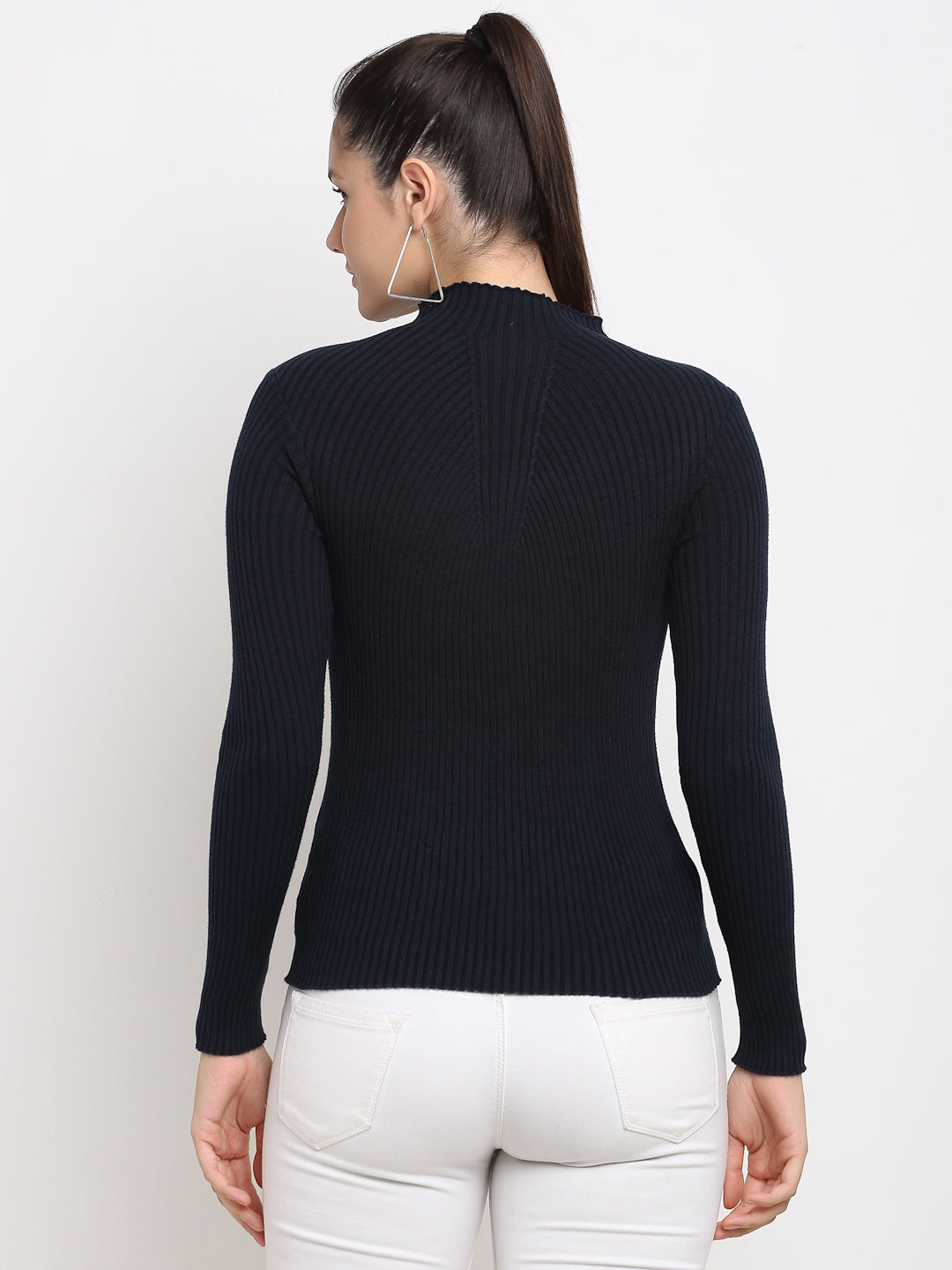 309 Ribbed High Neck Pullover I Black