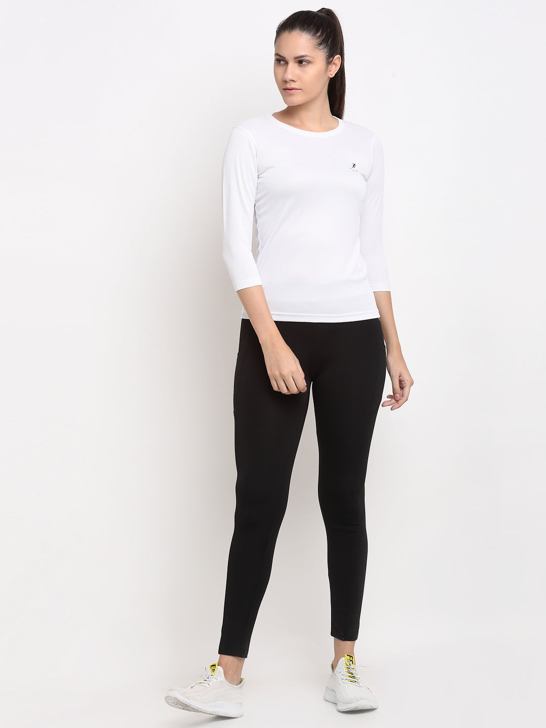 132 Dri-Fit Quarter Sleeves Sports T-shirt I White