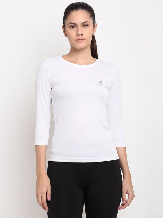 132 Dri-Fit Quarter Sleeves Sports T-shirt I White