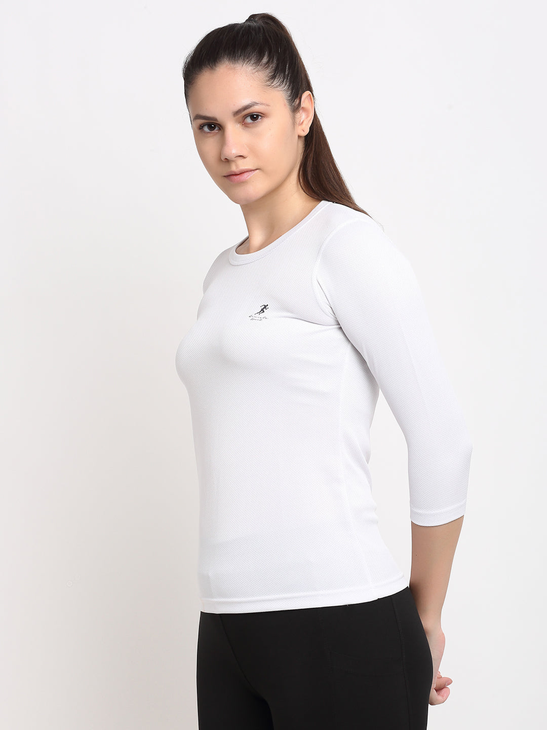 132 Dri-Fit Quarter Sleeves Sports T-shirt I White