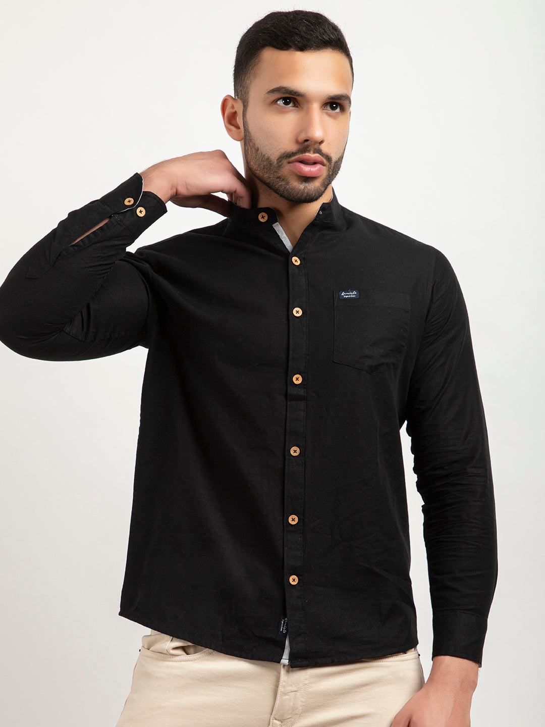 502 Men's Linen Smart Shirt I Black