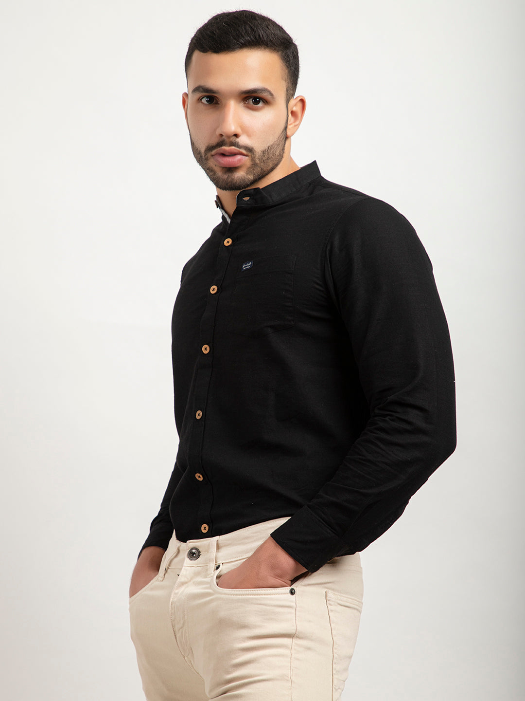 502 Men's Linen Smart Shirt I Black