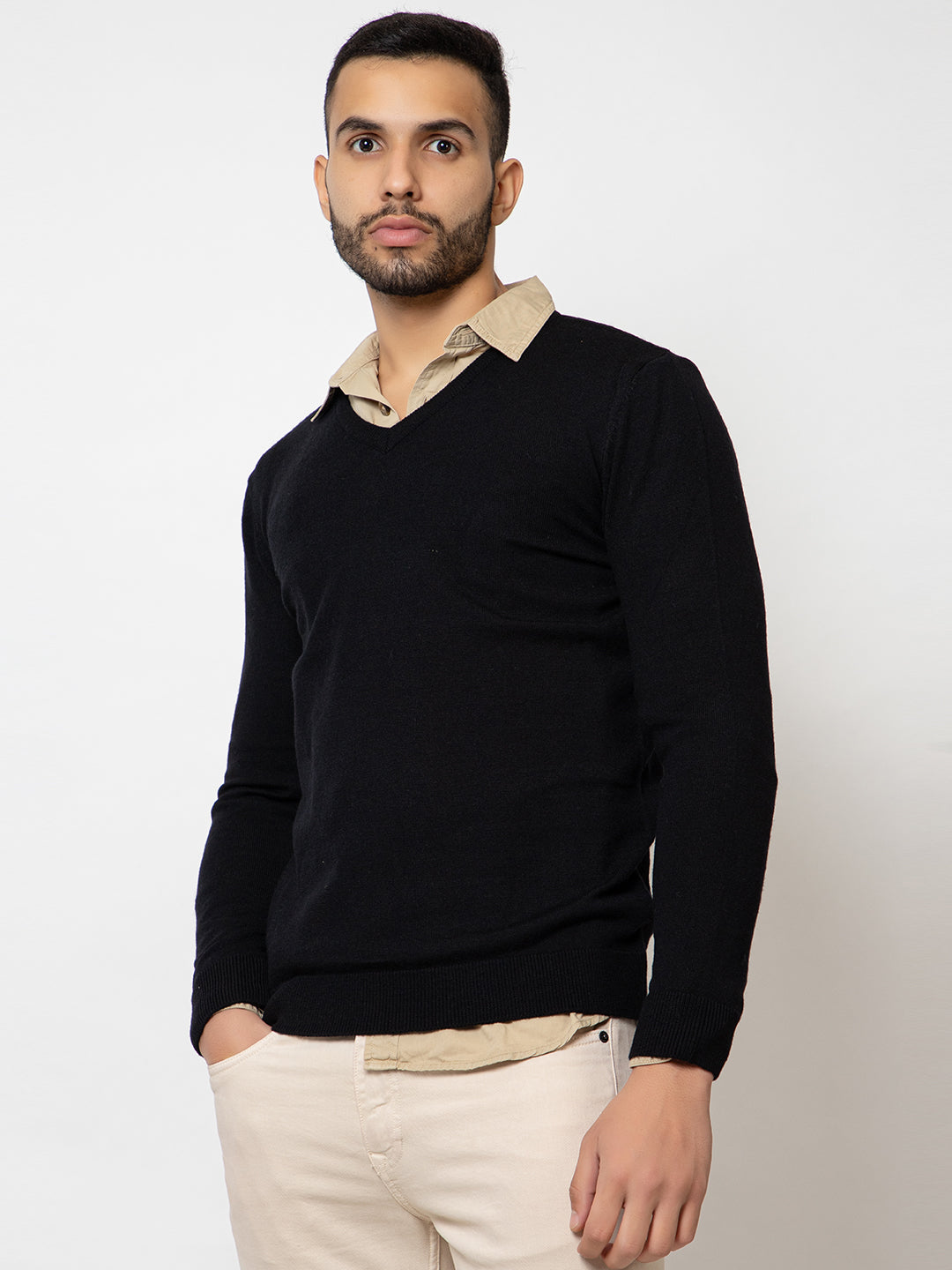 215 Solid Pullover I Wool I Woolmark Certified I Black
