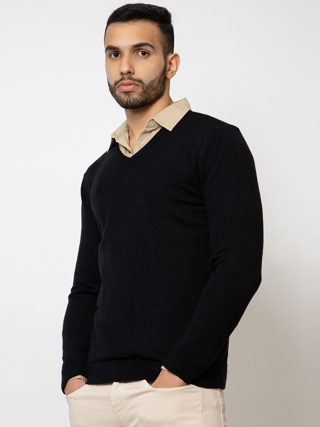 215 Solid Pullover I Wool I Woolmark Certified I Black