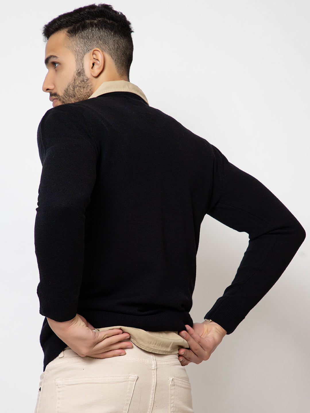 215 Solid Pullover I Wool I Woolmark Certified I Black