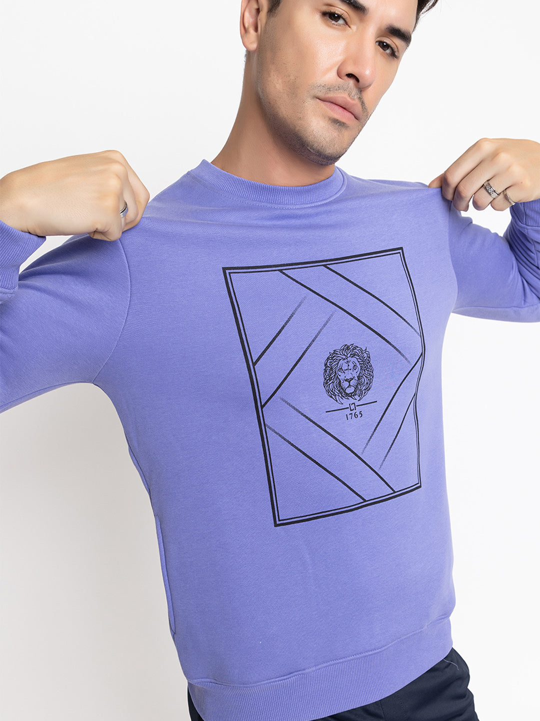 1002 Oversized Quilted Fleece Sweatshirt I Purple